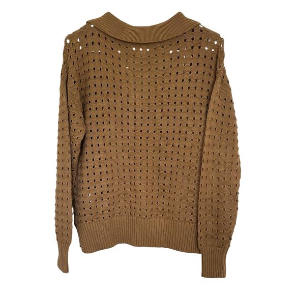 Joie Brown Collared Sweater Size XS Preppy Sheer Contemporary Neutral - Picture 2 of 7